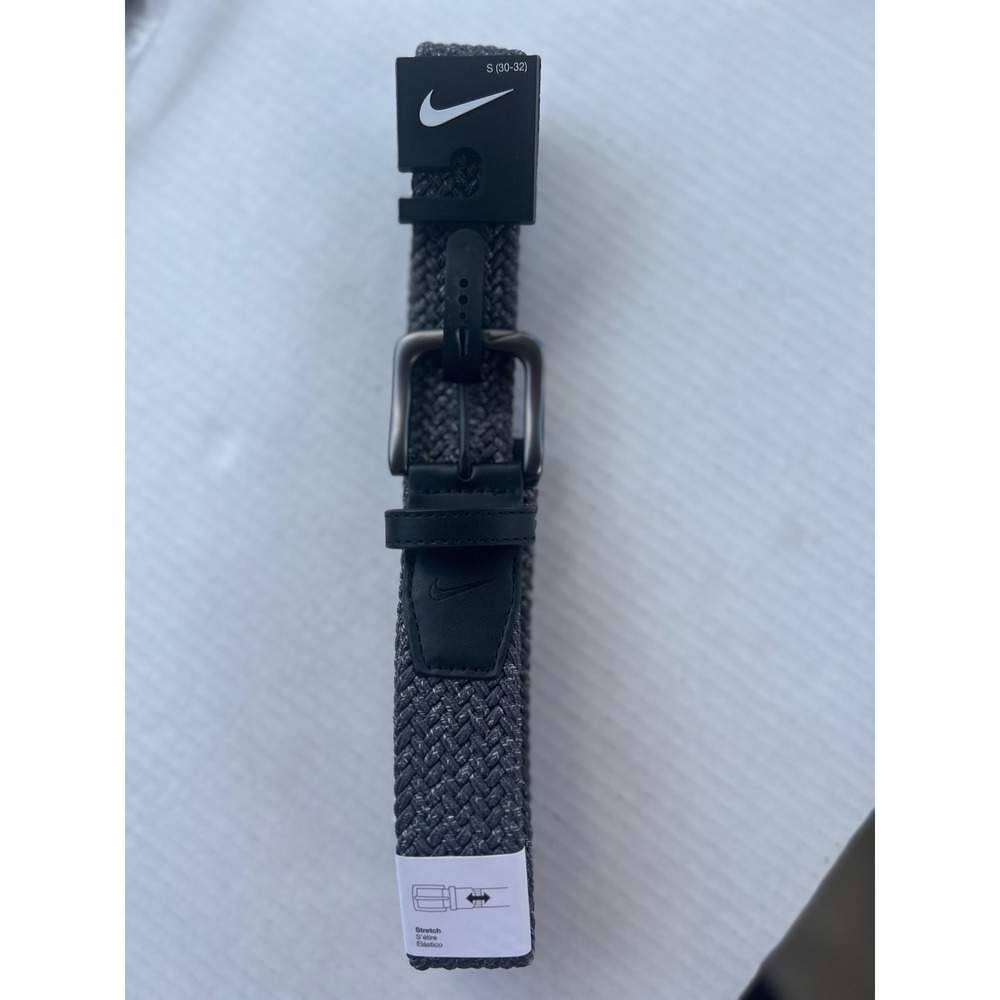 Nike Woven Stretch Belt Mens Large 38-40 Grey Black Braided  New Golf - Picture 5 of 6